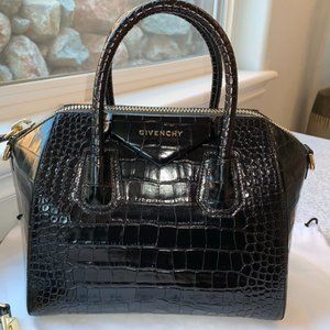 GIVENCHY Antigona Small Croc-Embossed Leather Bag